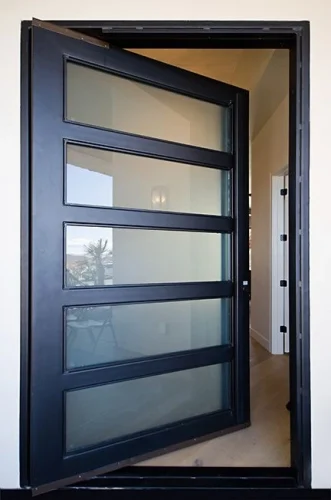 Galvanized Doors with Contemporary Glass and Metal Combination