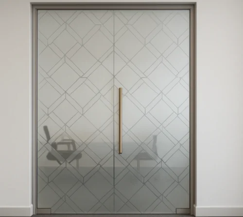 Etched Geometric Pattern Glass Door