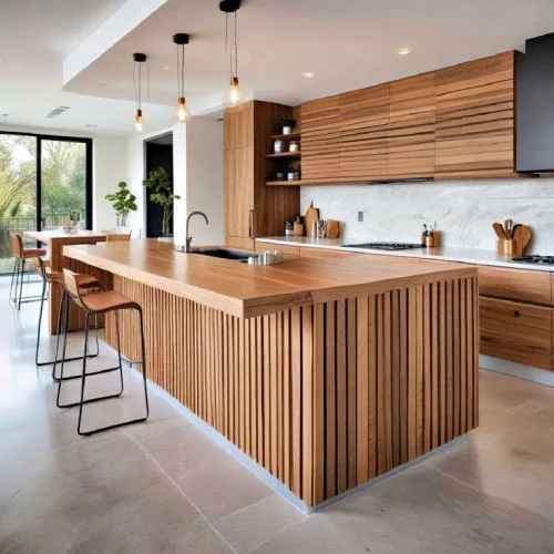 Kitchen Island with a Tall Back Panel