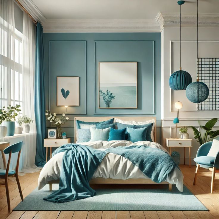 Cool Teal and Pale Beige