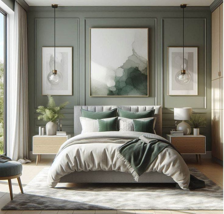 Deep Emerald and Pale Grey