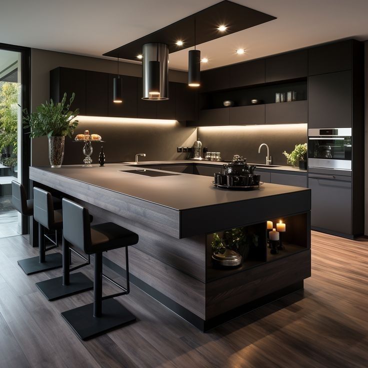 black modular kitchen designs