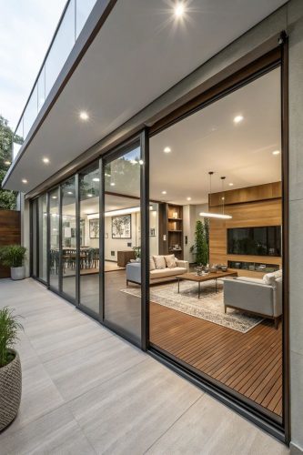 Frameless balcony glass doors