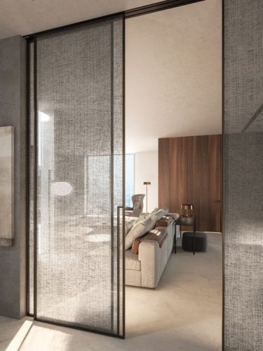 Textured Glass Partition Doors
